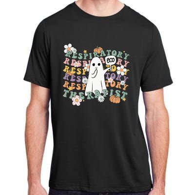 Retro Respiratory Therapist Cute Ghost Halloween Pumpkin Adult ChromaSoft Performance T-Shirt