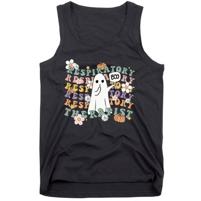 Retro Respiratory Therapist Cute Ghost Halloween Pumpkin Tank Top