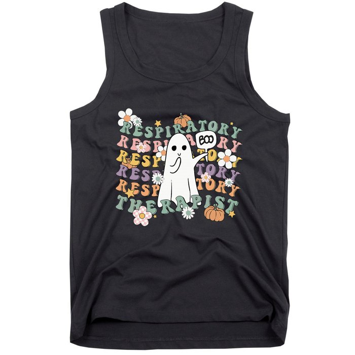 Retro Respiratory Therapist Cute Ghost Halloween Pumpkin Tank Top