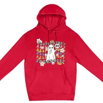 Retro Respiratory Therapist Cute Ghost Halloween Pumpkin Premium Pullover Hoodie