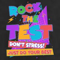 Retro Rock The Test Dont Stress Just Do Your Best 7 Panel Mesh Trucker Snapback Hat