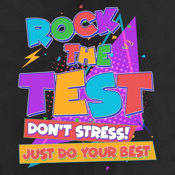 Retro Rock The Test Dont Stress Just Do Your Best 7 Panel Mesh Trucker Snapback Hat