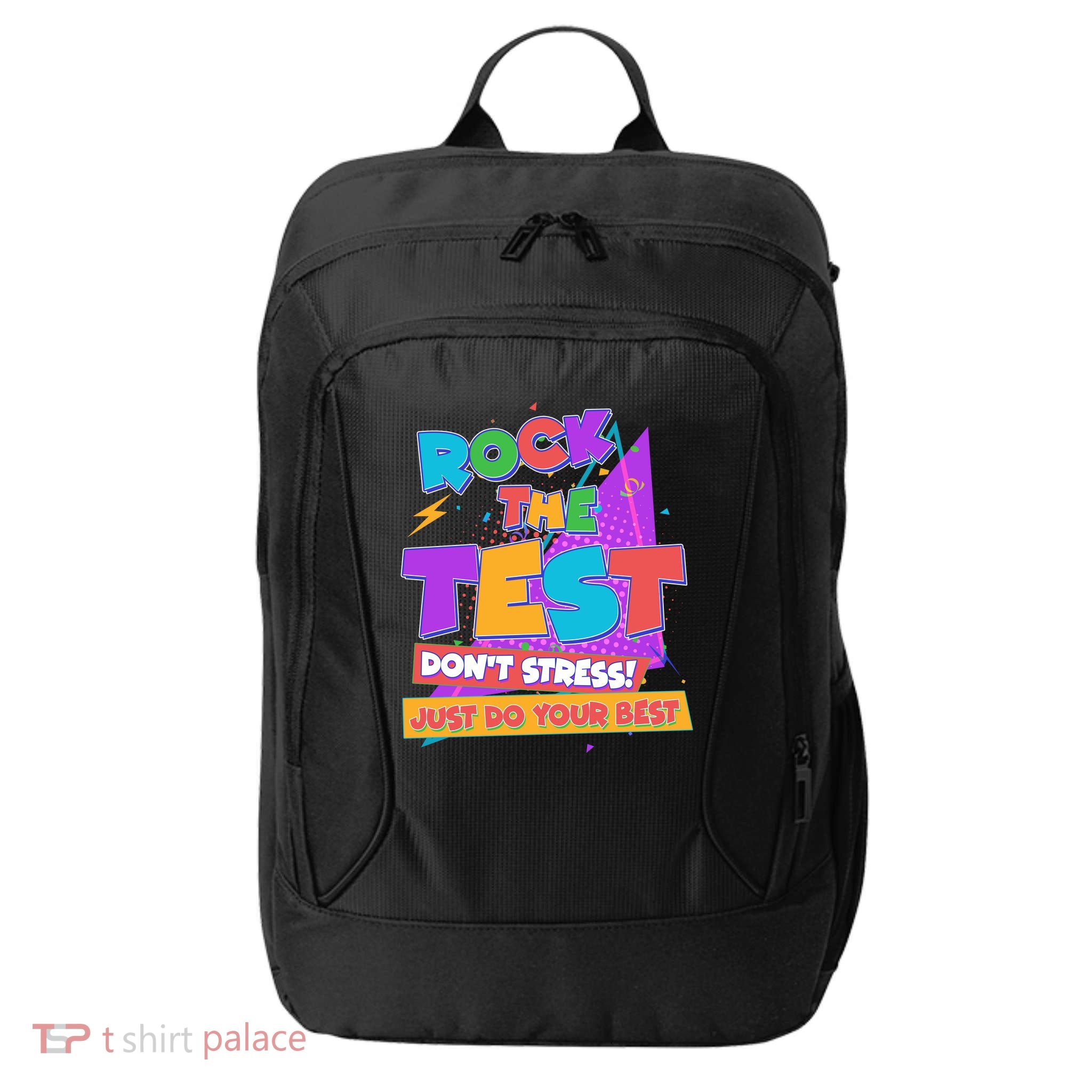 Retro Rock The Test Dont Stress Just Do Your Best City Backpack