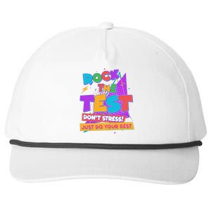 Retro Rock The Test Dont Stress Just Do Your Best Snapback Five-Panel Rope Hat