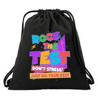 Retro Rock The Test Dont Stress Just Do Your Best Drawstring Bag