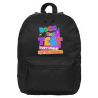 Retro Rock The Test Dont Stress Just Do Your Best 16 in Basic Backpack