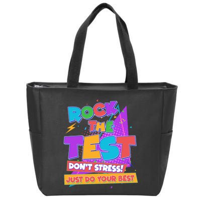 Retro Rock The Test Dont Stress Just Do Your Best Zip Tote Bag