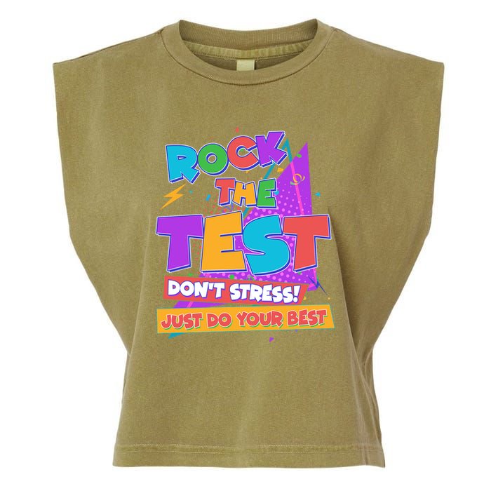 Retro Rock The Test Dont Stress Just Do Your Best Garment-Dyed Women's Muscle Tee