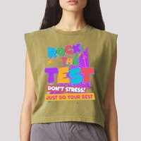 Retro Rock The Test Dont Stress Just Do Your Best Garment-Dyed Women's Muscle Tee