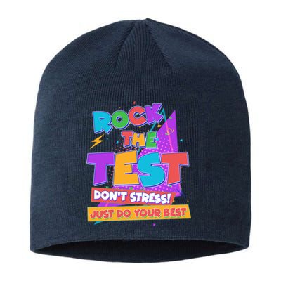 Retro Rock The Test Dont Stress Just Do Your Best Sustainable Beanie