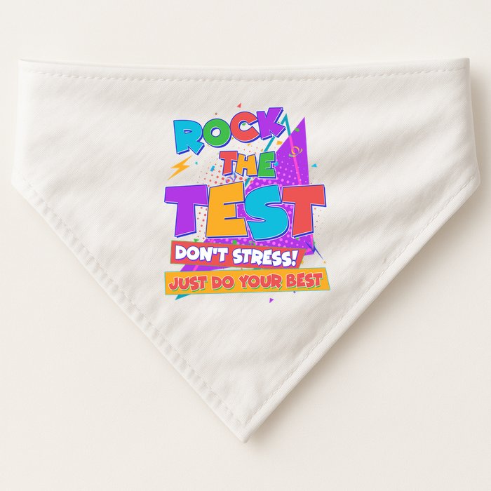 Retro Rock The Test Dont Stress Just Do Your Best USA-Made Doggie Bandana