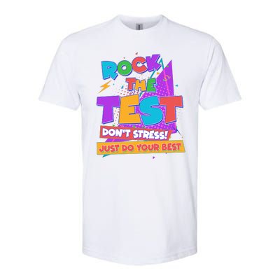 Retro Rock The Test Dont Stress Just Do Your Best Softstyle® CVC T-Shirt