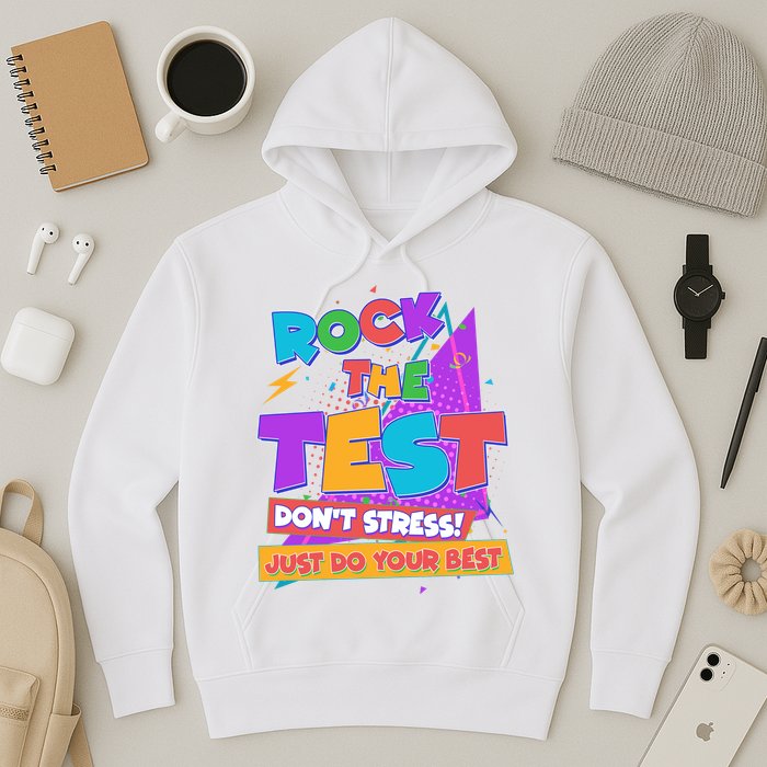 Retro Rock The Test Dont Stress Just Do Your Best Hoodie