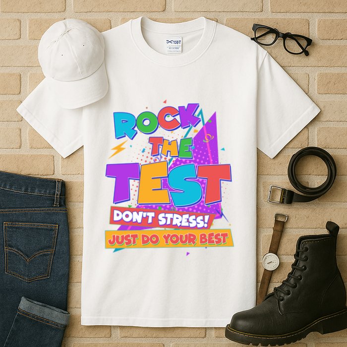 Retro Rock The Test Dont Stress Just Do Your Best Tall T-Shirt