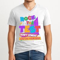 Retro Rock The Test Dont Stress Just Do Your Best V-Neck T-Shirt