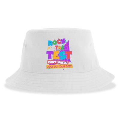 Retro Rock The Test Dont Stress Just Do Your Best Sustainable Bucket Hat