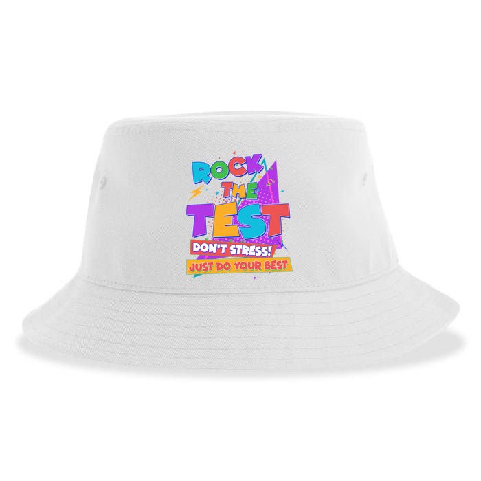 Retro Rock The Test Dont Stress Just Do Your Best Sustainable Bucket Hat