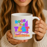 Retro Rock The Test Dont Stress Just Do Your Best Mug