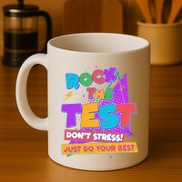 Retro Rock The Test Dont Stress Just Do Your Best Mug