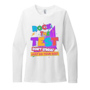 Retro Rock The Test Dont Stress Just Do Your Best Womens CVC Long Sleeve Shirt