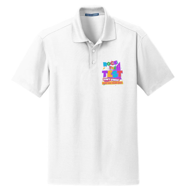 Retro Rock The Test Dont Stress Just Do Your Best Dry Zone Grid Polo