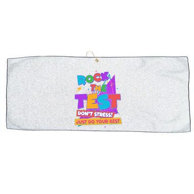 Retro Rock The Test Dont Stress Just Do Your Best Large Microfiber Waffle Golf Towel