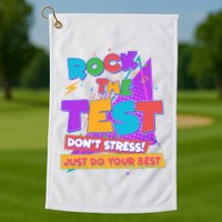 Retro Rock The Test Dont Stress Just Do Your Best Golf Towel
