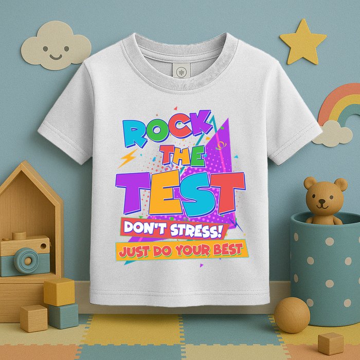 Retro Rock The Test Dont Stress Just Do Your Best Toddler T-Shirt