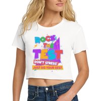 Retro Rock The Test Dont Stress Just Do Your Best Crop Top