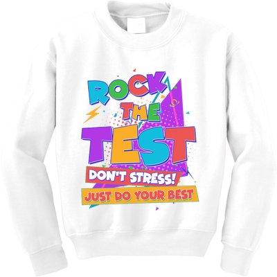 Retro Rock The Test Dont Stress Just Do Your Best Kids Sweatshirt
