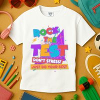 Retro Rock The Test Dont Stress Just Do Your Best Kids T-Shirt