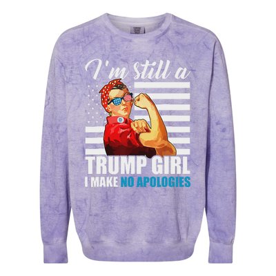 Rosie Riveter Trump Girl No Apologies Colorblast Crewneck Sweatshirt