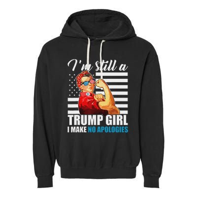 Rosie Riveter Trump Girl No Apologies Garment-Dyed Fleece Hoodie