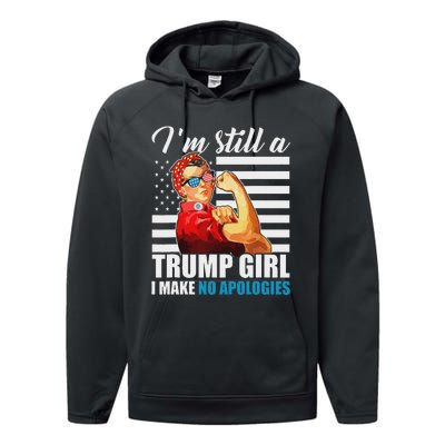 Rosie Riveter Trump Girl No Apologies Performance Fleece Hoodie