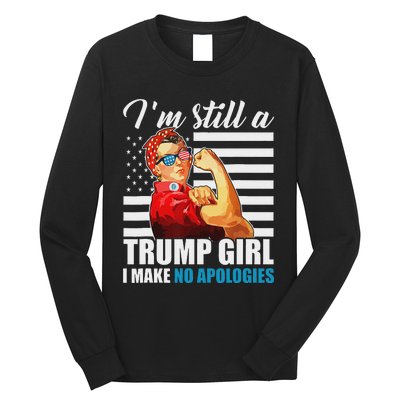 Rosie Riveter Trump Girl No Apologies Long Sleeve Shirt