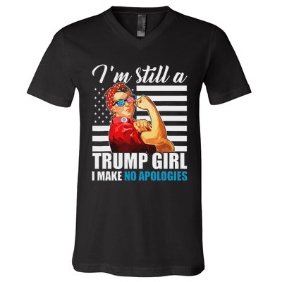 Rosie Riveter Trump Girl No Apologies V-Neck T-Shirt