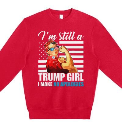 Rosie Riveter Trump Girl No Apologies Premium Crewneck Sweatshirt