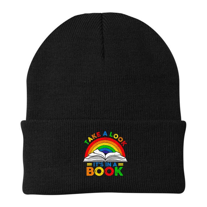Retro Rainbow Take A Look It's In A Book Reading Bookworm Knit Cap Winter Beanie