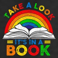 Retro Rainbow Take A Look It's In A Book Reading Bookworm Knit Cap Winter Beanie