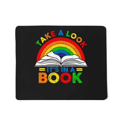 Retro Rainbow Take A Look It's In A Book Reading Bookworm Mousepad