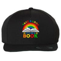 Retro Rainbow Take A Look It's In A Book Reading Bookworm Wool Snapback Cap