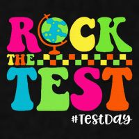 Retro Rock The Test Testing Day Motivational Teacher Student Ladies PosiCharge Tri-Blend Wicking Tank