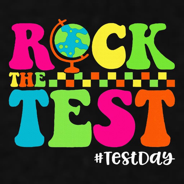 Retro Rock The Test Testing Day Motivational Teacher Student Ladies PosiCharge Tri-Blend Wicking Tank