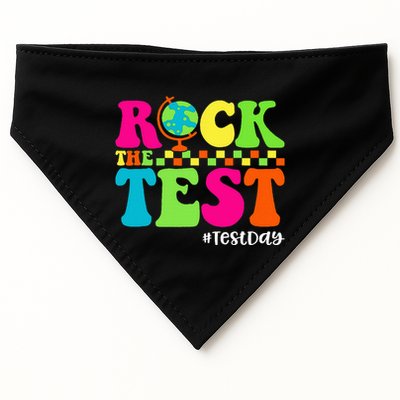 Retro Rock The Test Testing Day Motivational Teacher Student USA-Made Doggie Bandana