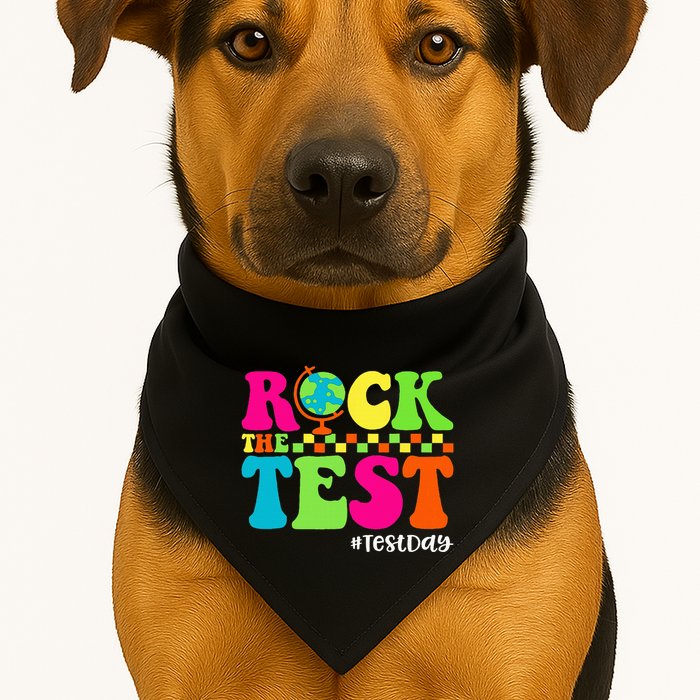 Retro Rock The Test Testing Day Motivational Teacher Student USA-Made Doggie Bandana