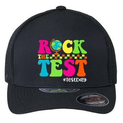 Retro Rock The Test Testing Day Motivational Teacher Student Flexfit Unipanel Trucker Cap