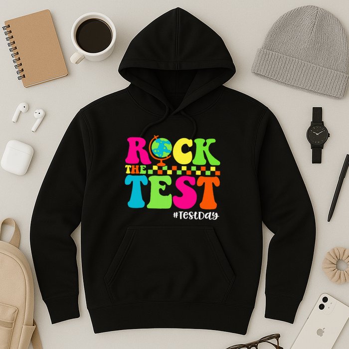 Retro Rock The Test Testing Day Motivational Teacher Student Hoodie