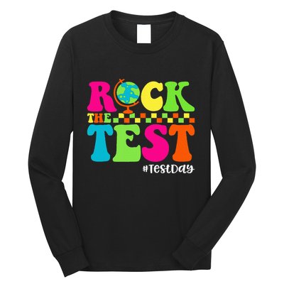 Retro Rock The Test Testing Day Motivational Teacher Student Long Sleeve Shirt