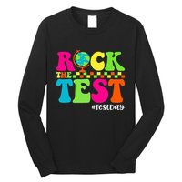 Retro Rock The Test Testing Day Motivational Teacher Student Long Sleeve Shirt