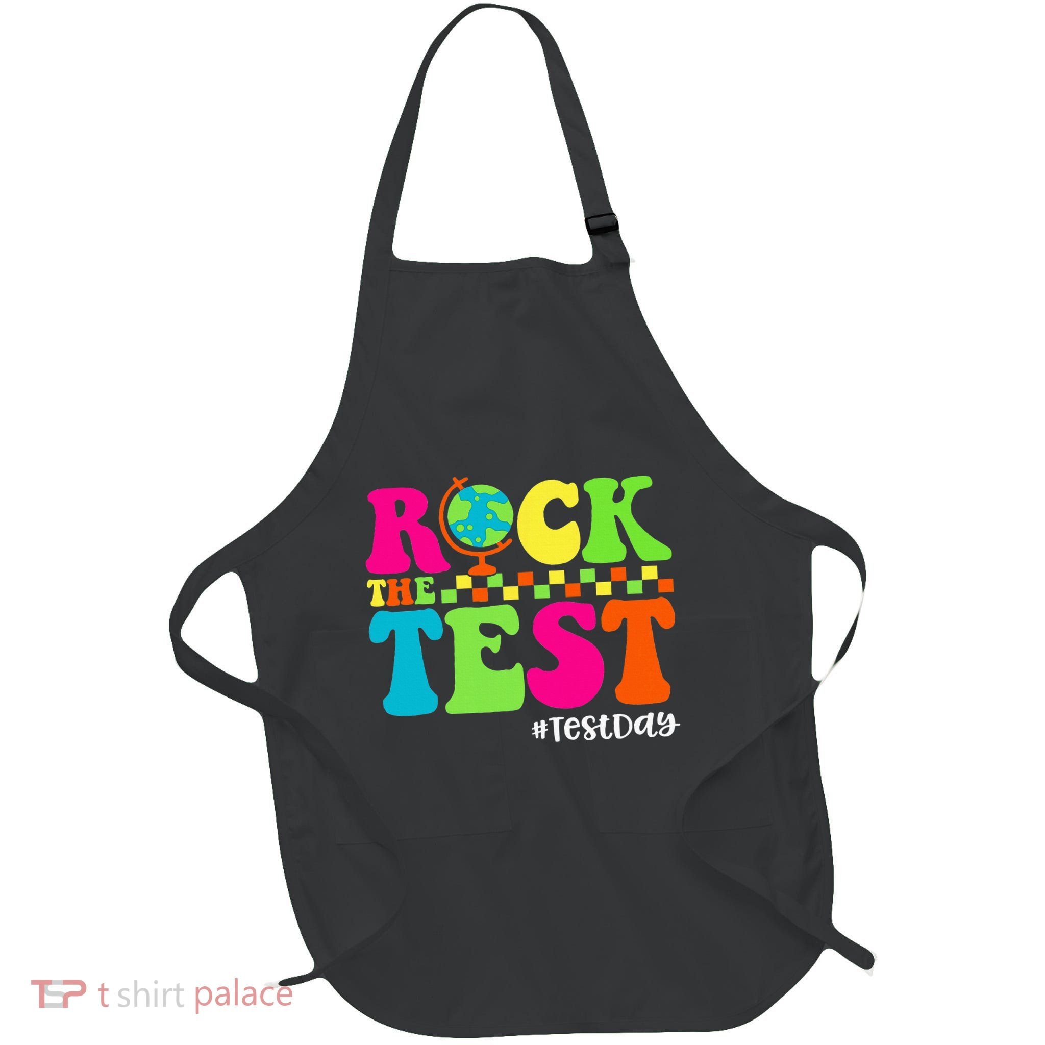 Retro Rock The Test Testing Day Motivational Teacher Student Apron
